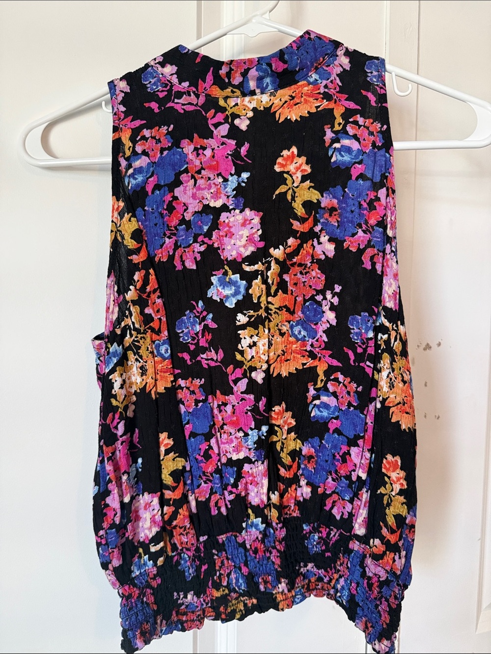 Rachel Black Floral Sleeveless Camisole with Pink, Blue & Orange Blooms